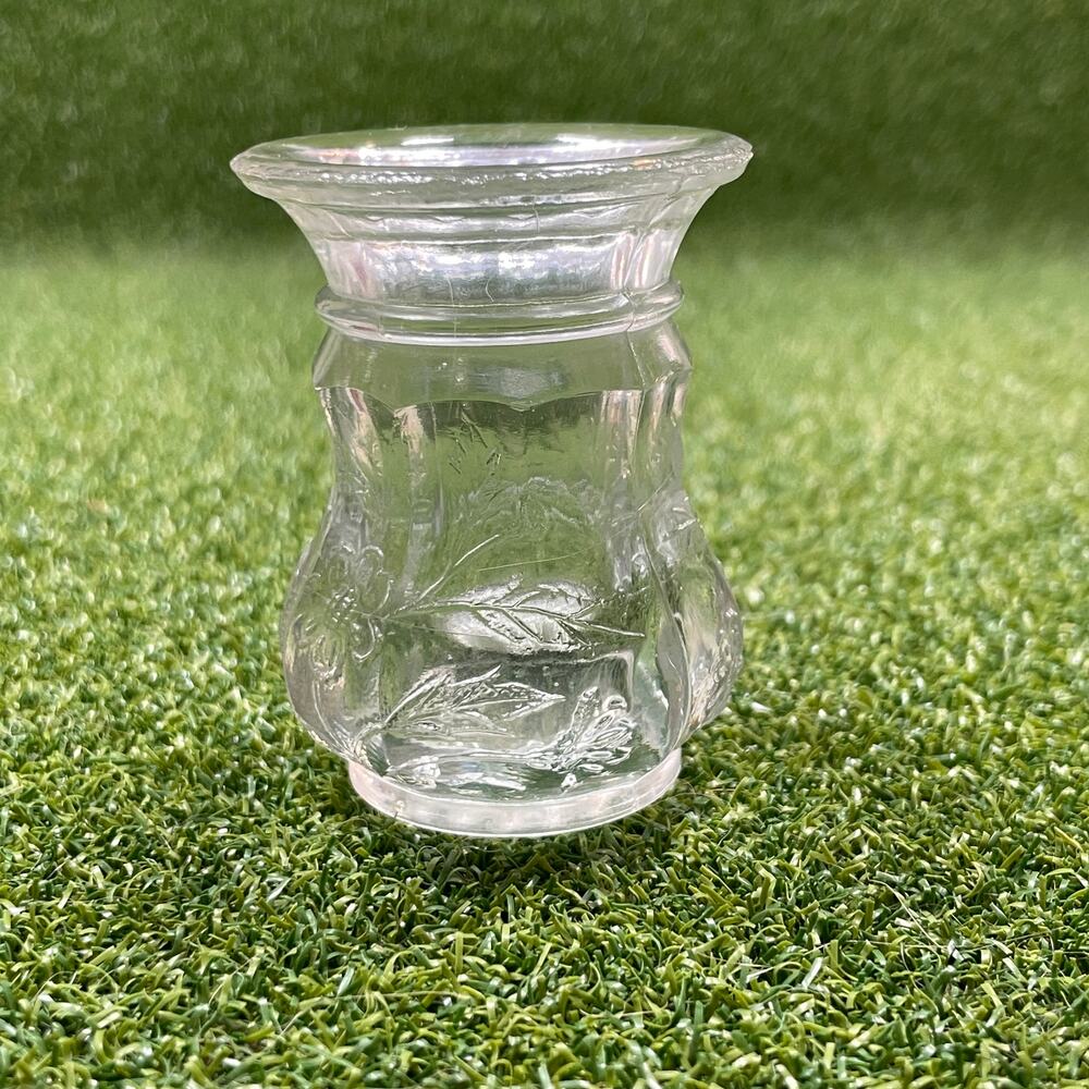 Vintage Clear Pressed Glass Toothpick Bud Vase Mini Votive Candle Holder - Picture 1 of 9